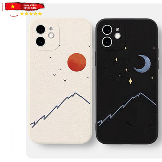 Ốp lưng viền vuông iphone 6/ 7/ 8/ X/ XSMAX/ 11/ 12/ 13/ 14/ 15 PRO/ MAX/ PLUS MẶT TRỜI ĐỎ, MẶT TRĂNG XANH