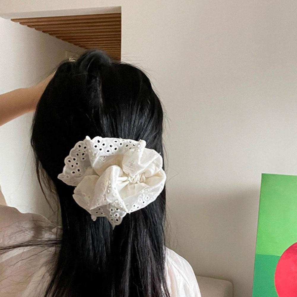 LEARNEVER Dây Cột Tóc Ren Trắng Ngọt Ngào Thời Trang Cho Nữ S6U4