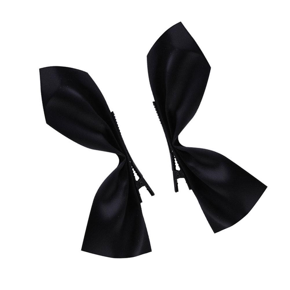 LEARNEVER Kẹp Tóc Nơ Ruy Băng Đen Dễ Thương Cho Nữ Q5F8