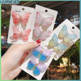 LEARNEVER Set 2 Kẹp Tóc Hình Bướm Nhiều Màu Đáng Yêu Cho Bé Gái