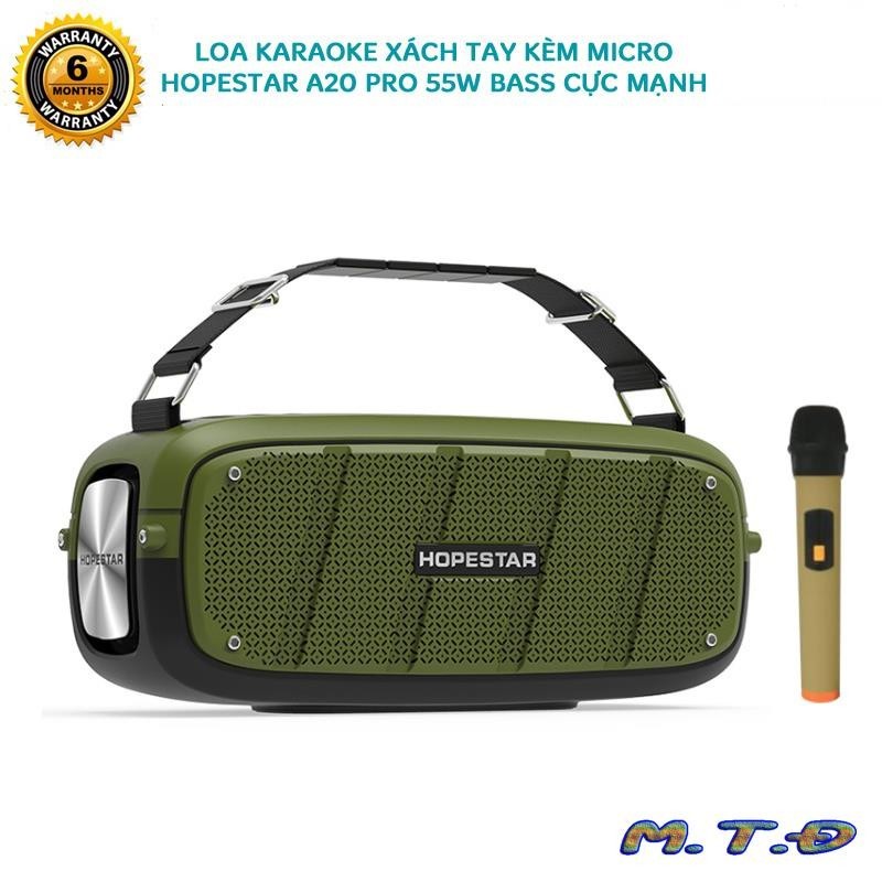 Loa karaoke xách tay HOPESTAR A30 Pro 55W Bass Treble cực căng - Tặng kèm micro - Bảo Hành 6 Tháng