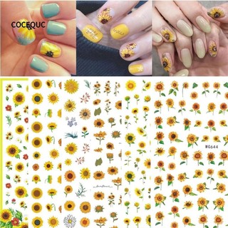 COCEQUC Miếng Dán Trang Trí Móng Tay Hình Hoa Hướng Dương, Bọ Rùa Và Hoa Hướng Dương Y0W1