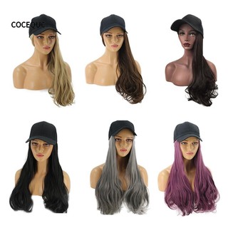 COCEQUC Mũ lưỡi trai tóc giả dài thẳng