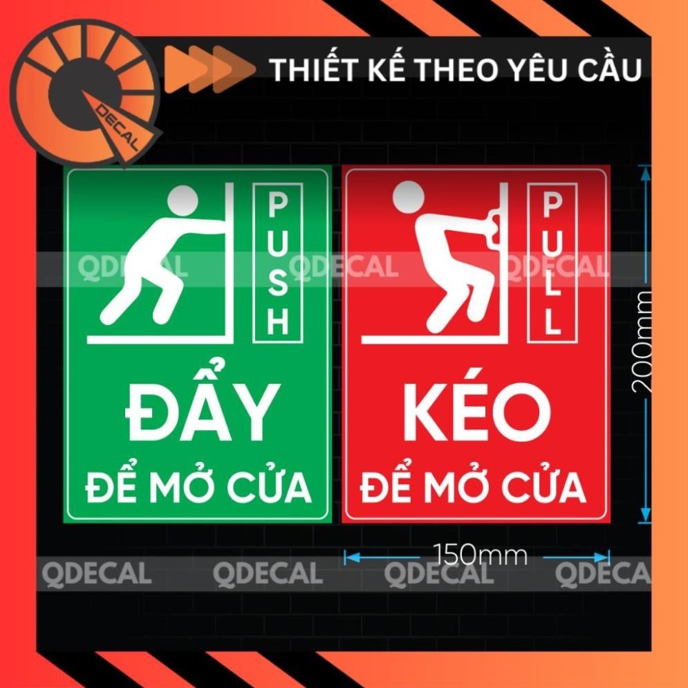 Decal Kéo Đẩy Pull Push, Bảng Kéo Đẩy Dán Cửa Kính, Gỗ, Nhựa, Sticker Decor Trang Trí Cửa Ra Vào, Kh