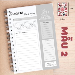 Sổ tay lò xo nhật ký biết ơn hàng ngày, daily journal, diary notebook - giấy dày 120gsm