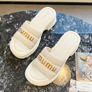 Dép quai ngang nữ 3TDEP, dép lê nữ đế răng cưa MIU chất liệu cao su non, độn đế 5cm