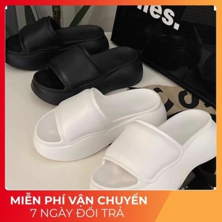 Dép quai ngang nữ 3TDEP, dép lê nữ vân da độn đế 5cm chất liệu EVA siêu nhẹ