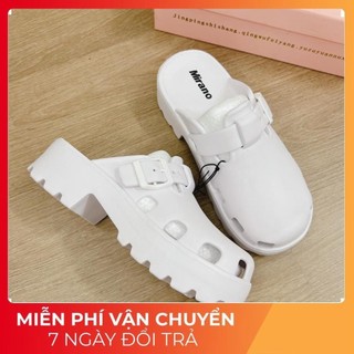 Dép quai ngang nữ, dép sục nữ Mirano chiến binh đế răng cưa độn đế 5cm