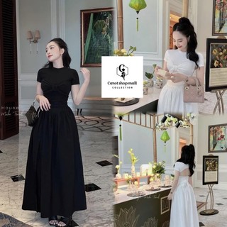 Đầm maxi dài nơ ngực hở lưng ( hình thật shop chụp ), váy maxy basic đi dạo phố