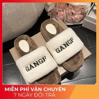 Dép quai ngang nữ, dép lông GANGF bản cao cấp có hộp, thời trang mùa thu đông