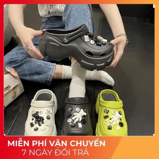 Dép sục nữ, dép sục cross độn đế 7cm sticker gấu siêu êm, siêu nhẹ