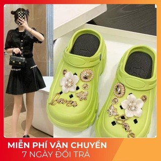 Dép sục nữ, dép sục cross độn đế 7cm sticker LOVE siêu êm, siêu nhẹ