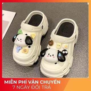Dép sục nữ, dép cross độn đế 7cm tặng kèm sticker cún dễ thương