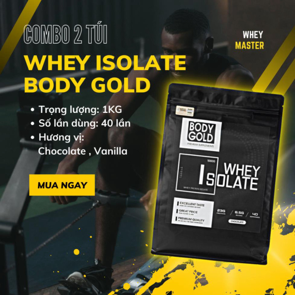 Sữa Tăng Cơ GIảm mỡ - Whey Protein Isolate Body Gold túi 1kg + Tặng Shaker