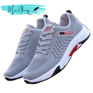 (Có 2 Màu) Giày Thể Thao Sneakers Nam màu ghi và đen thoáng khí thời trang chống trượt
