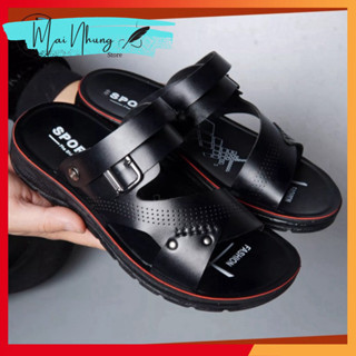 Dép nam da cao cấp đẹp quai chéo ngang có quai hậu thời trang niên trẻ trung