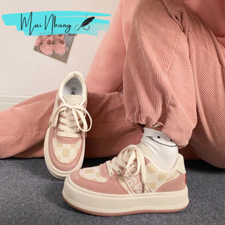 Giày Thể Thao Nữ Cá Tính Ullzang Độn Đế Đế Cao Hack Chiều Cao 2 Sọc Hottrend