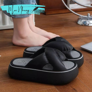 Dép quai ngang nữ đúc nguyên khối tăng chiều cao 5cm, dép quai chéo tăng cao chất eva siêu bền êm chân chống trơn trượt