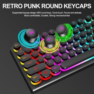 Bàn phím gaming có đèn led 7 màu phím tròn keyboard chơi game T Wolf T80 -Tốt