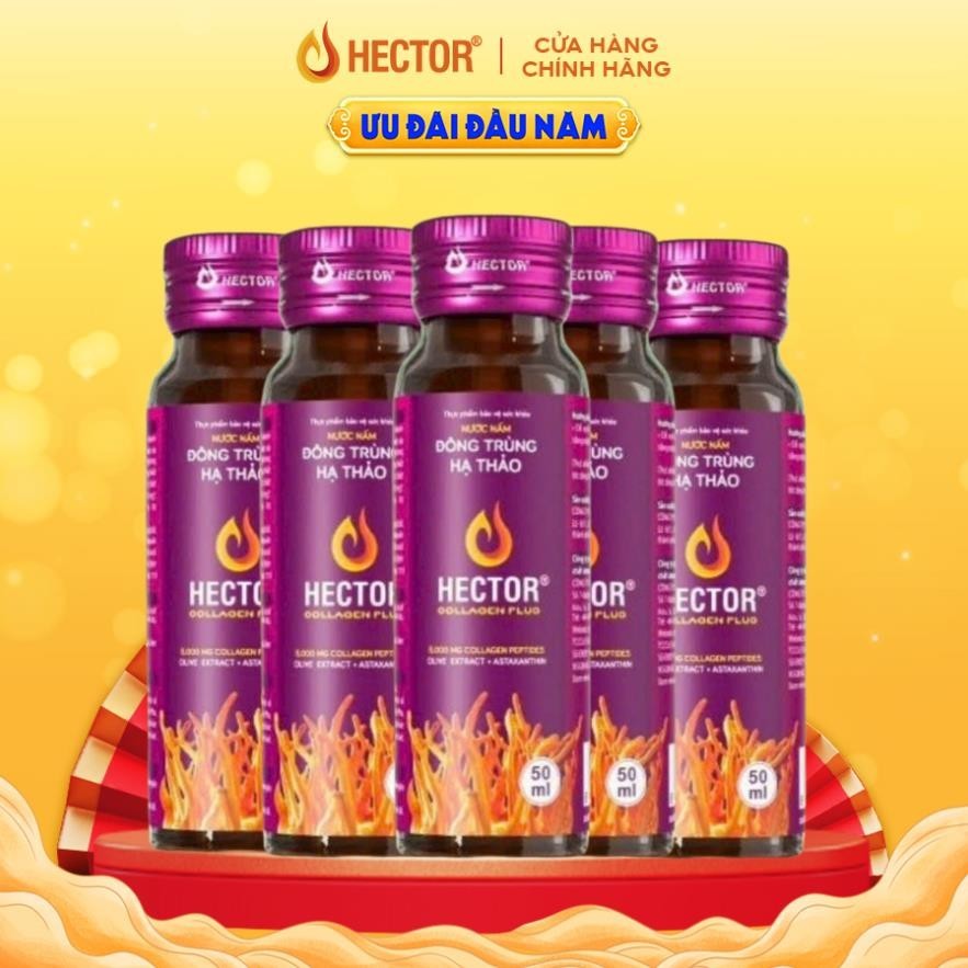 NƯỚC NẤM ĐÔNG TRÙNG HẠ THẢO HECTOR COLLAGEN PLUS (hộp 10 chai)