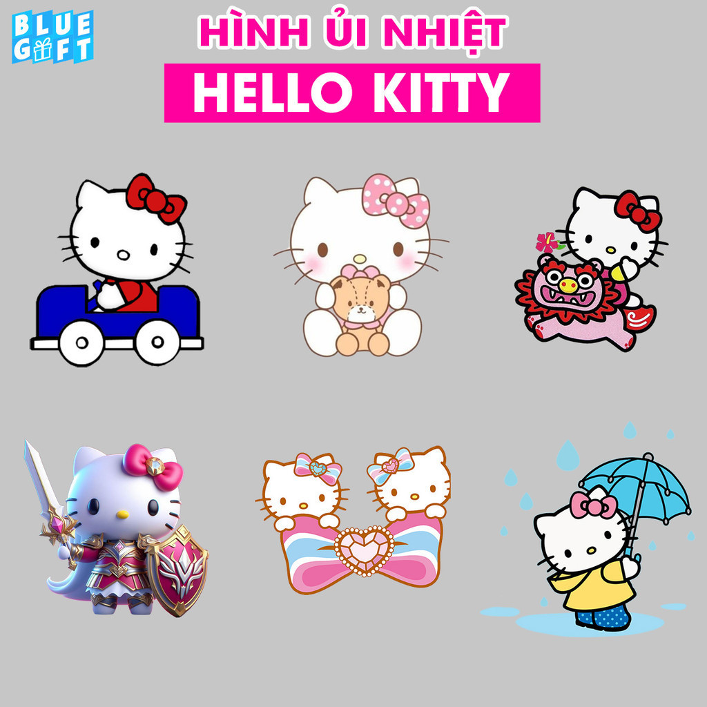 Hình ủi, Hình Ép Nhiệt Hello Kitty (Fan Art) Hồng, Có In Theo Yêu Cầu 39