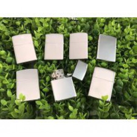 Quẹt Lửa Zippo Trắng Trơn Bạc