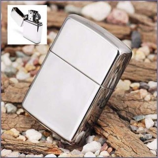 Quẹt Lửa Zippo Trắng Trơn Bạc