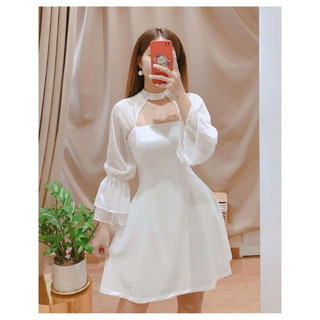 Đầm váy dự tiệc tay dài 💞tuyết mưa phối lưới voan oganza💞 xoè chữ A đi đám cưới dạo phố đi biển