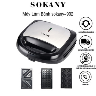 Máy làm bánh kẹp máy làm bánh sandwich tiện dụng 3 in 1- sokany 902