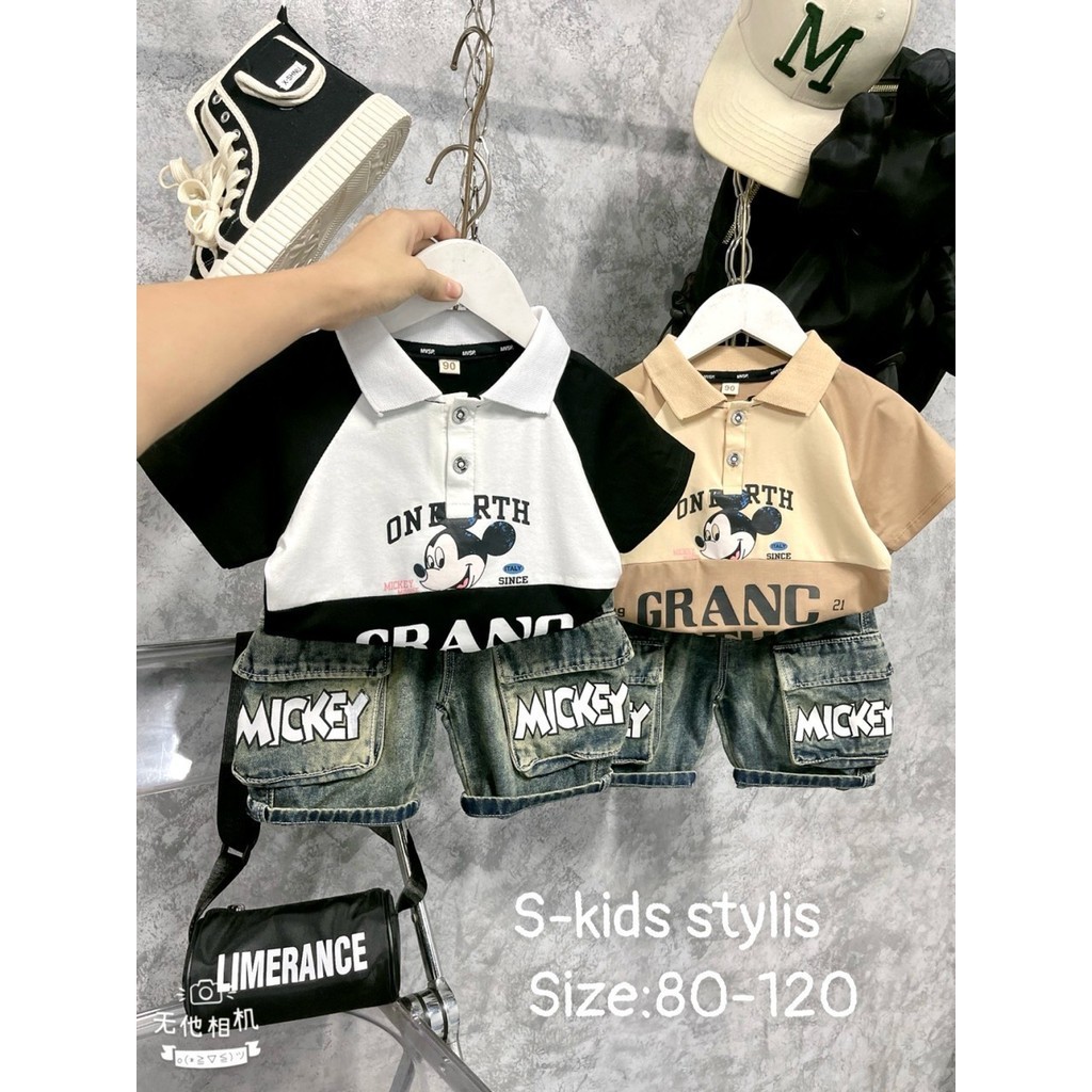 M48- bộ polo quần bò mickey on- a116.570