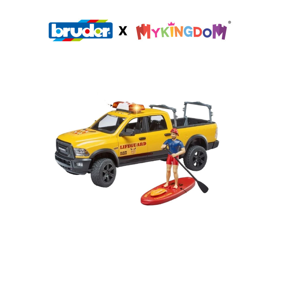 Đồ Chơi BRUDER Xe Cứu Hộ Bãi Biển Ram 2500 Với Nhân Viên Và Ván Chèo Đứng BRU02506