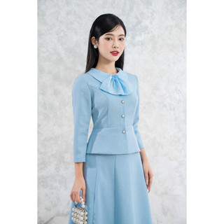 Set bộ áo nơ cổ + chân váy dáng xòe mmoutfit sbk0723198