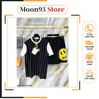 Bộ hè nam Ngắn Tay cao cấp BH42 Dr.ew In hình Icon Mặt Cười  chất liệu thun lạnh co giãn 4 chiều phong cách thể thao