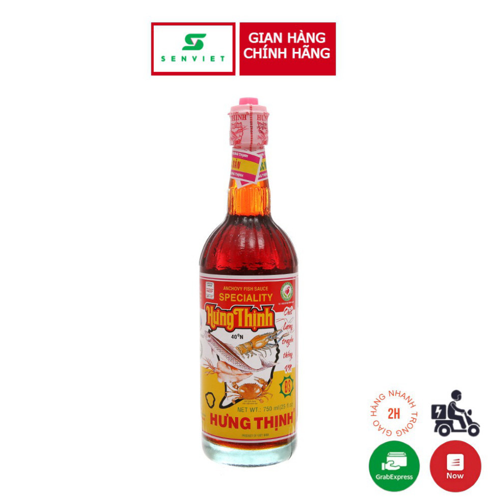 [Hỏa tốc] Nước mắm cá cơm Hưng Thịnh chai 750ml 40 độ đạm