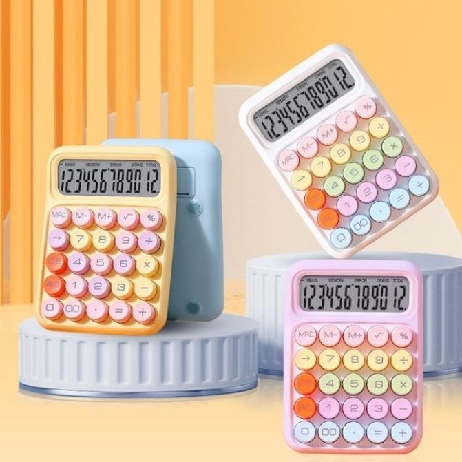 Máy Tính Để Bàn Mini Pastel Phím Tròn 12 Số LCD Lớn – Calculator Cute Nhỏ Gọn Bán Hàng Học Sinh