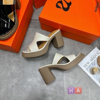 Guốc da thật gót 7cm sz 35-39 fullbox