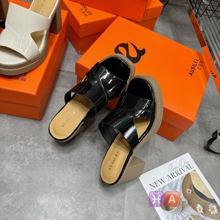 Guốc da thật gót 7cm sz 35-39 fullbox