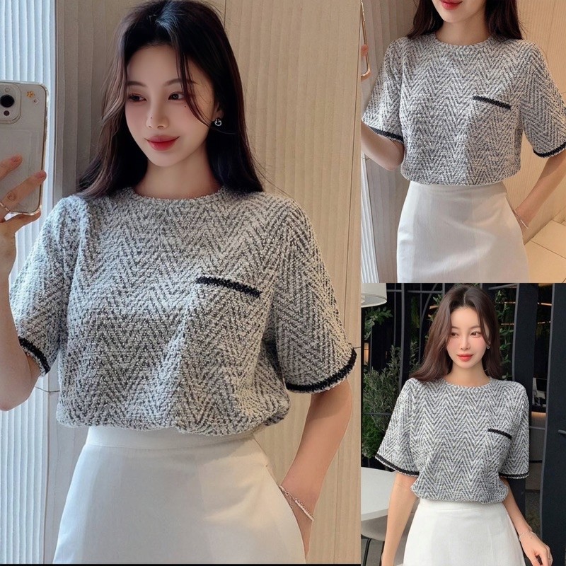 Áo Phông Dạ Tweed Tiểu Thư