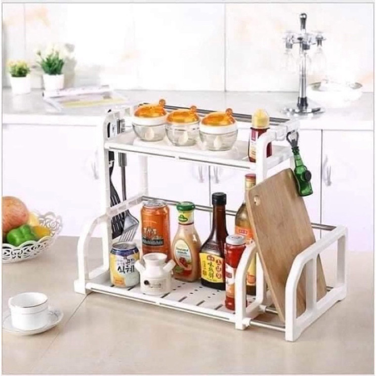 Kệ đựng gia vị chữ H, Gía đựng gia vị có khay để thớt hình chữ H FERADO