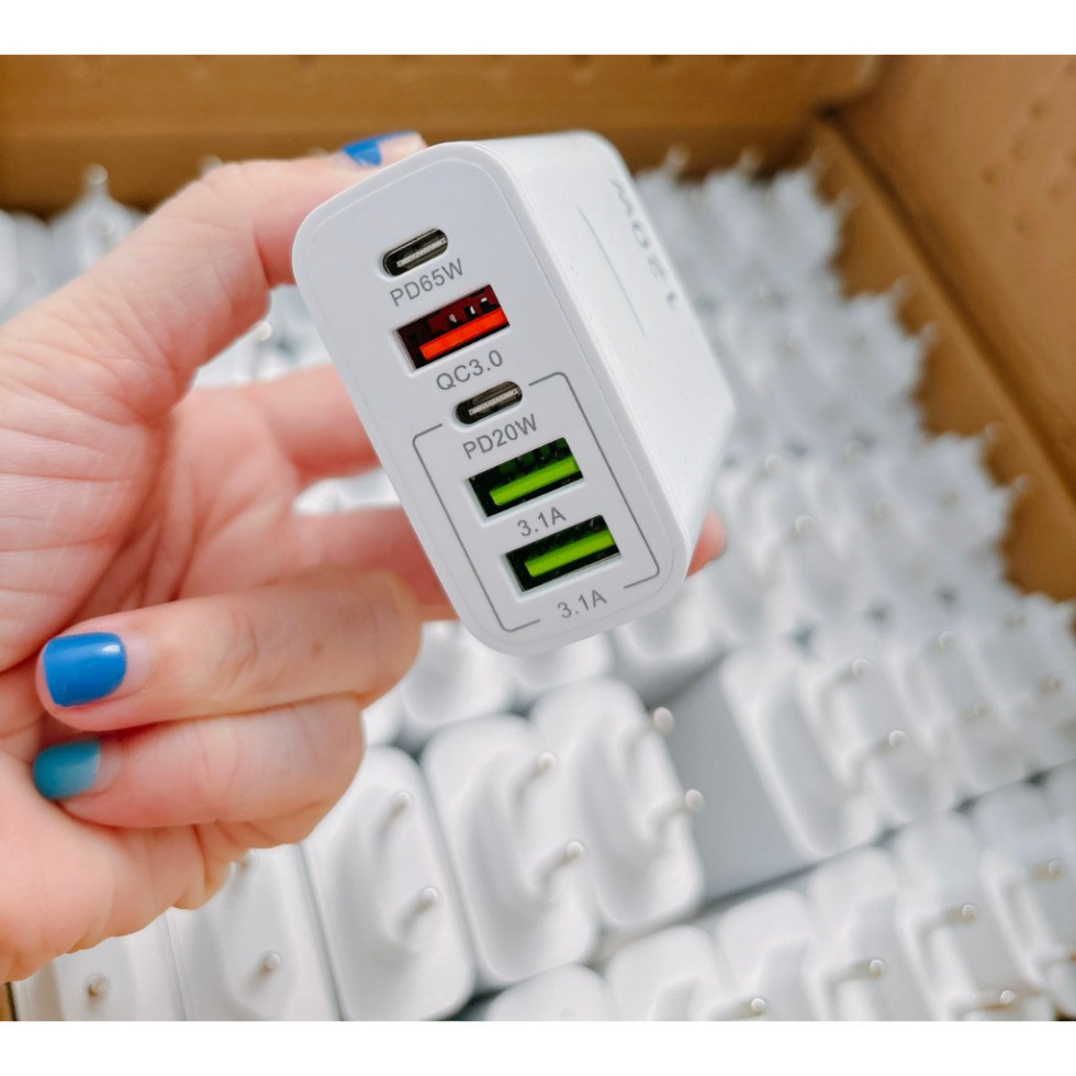 SIÊU HOT Cốc Sạc Nhanh Travel Charger 120W GaN 5-Port Fast Charger Set ( 3 USB + 2 Type C) phukienmk