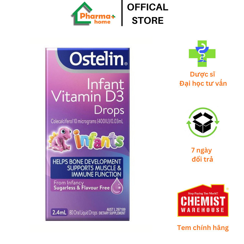 Ostelin Vitamin D3 Drops Cho Trẻ Từ Sơ Sinh, 2.4ml