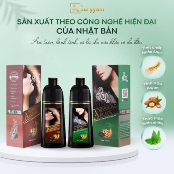 Dầu gội Sin Hair phủ bạc Màu Đen nhanh chóng không gây tác hư tổn 500ml