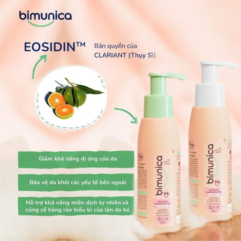 Dung dịch vệ sinh cho bé gái Bimunica 250ml cho bé từ 0 tháng tuổi