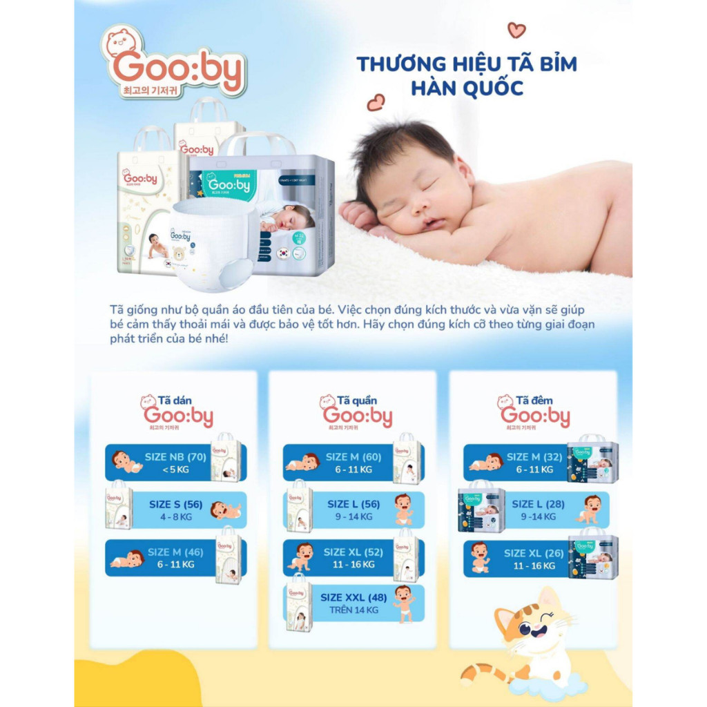 Bỉm quần Gooby Premium, chuyên gia bỉm đêm, chống tràn hiệu quả