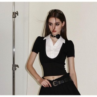 vitcoi Áo thun croptop phối cổ
