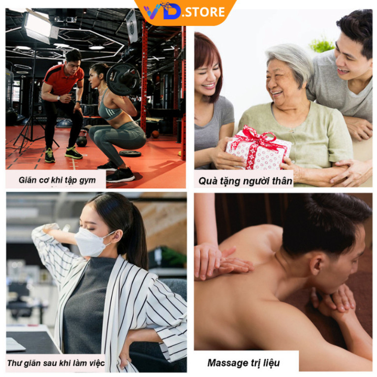Máy massage cầm tay mini có 4 đầu massage dễ dàng sử dụng xoa bóp cơ thể cho gia đình