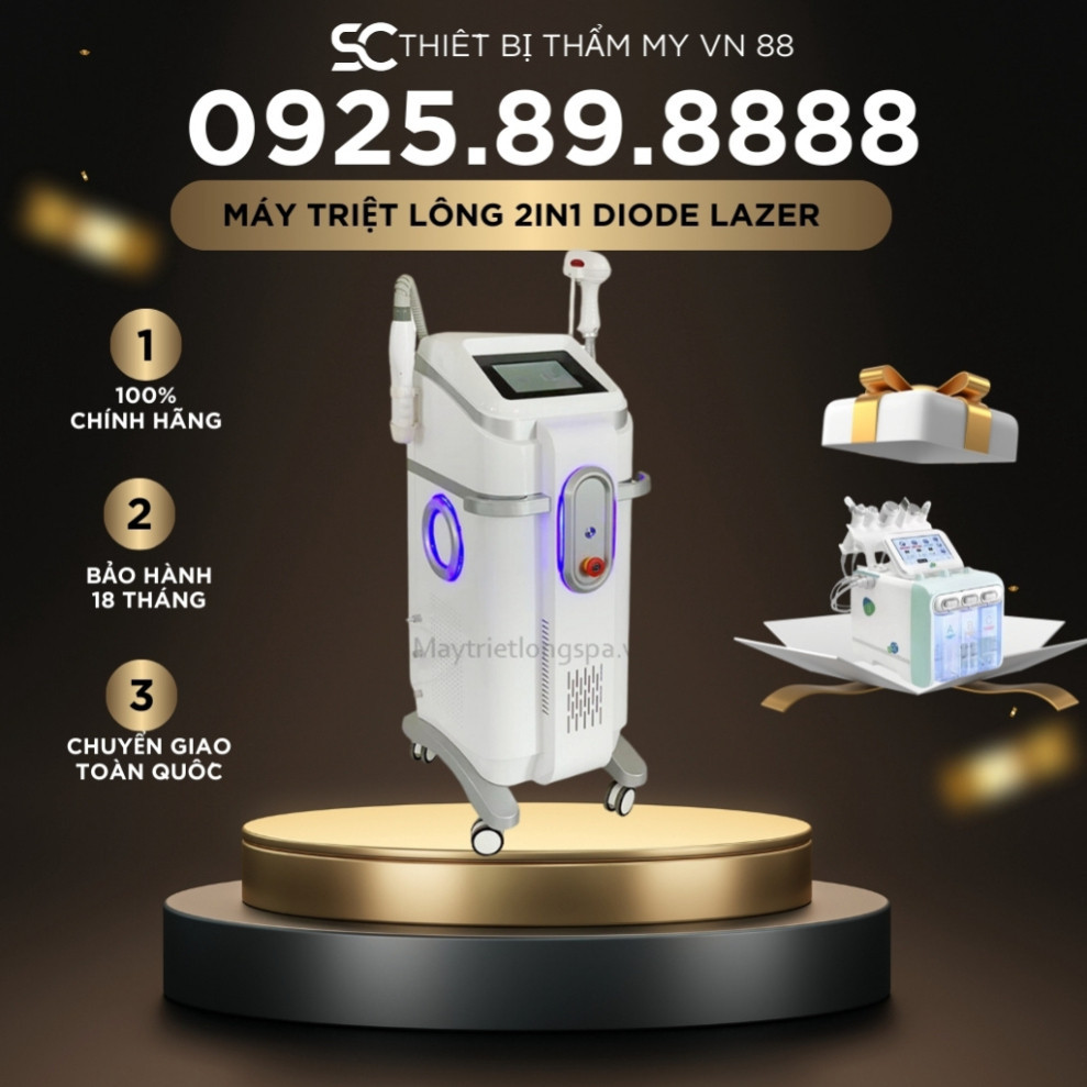 Máy Triệt Lông Trẻ Hóa , Xoá Xăm 2in1 Diode Laser 808 [ Bảo Hành 18 Tháng ]