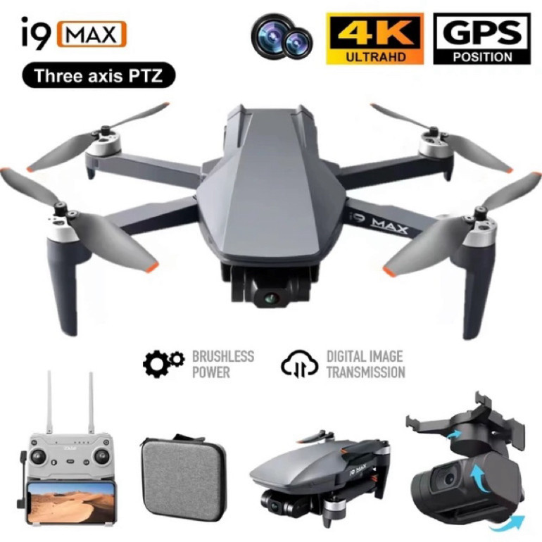 Flycam I9 MAX - 4K gimbal 3 trục - Max cao 500m, 3Km - BH 3 tháng