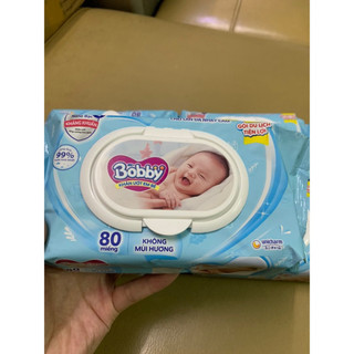 Khăn ướt Bobby không mùi gói 80 tờ