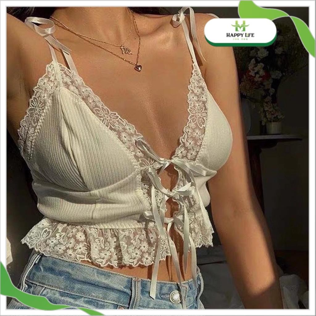 Áo 2 dây có mút ngực, áo hai dây ren, áo dây buộc nơ, áo hai dây ren nữ kiểu gợi cảm dễ mix đồ